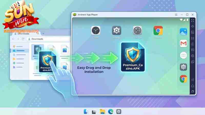 Thao tác kéo thả file APK vào phần mềm giả lập cực dễ.
